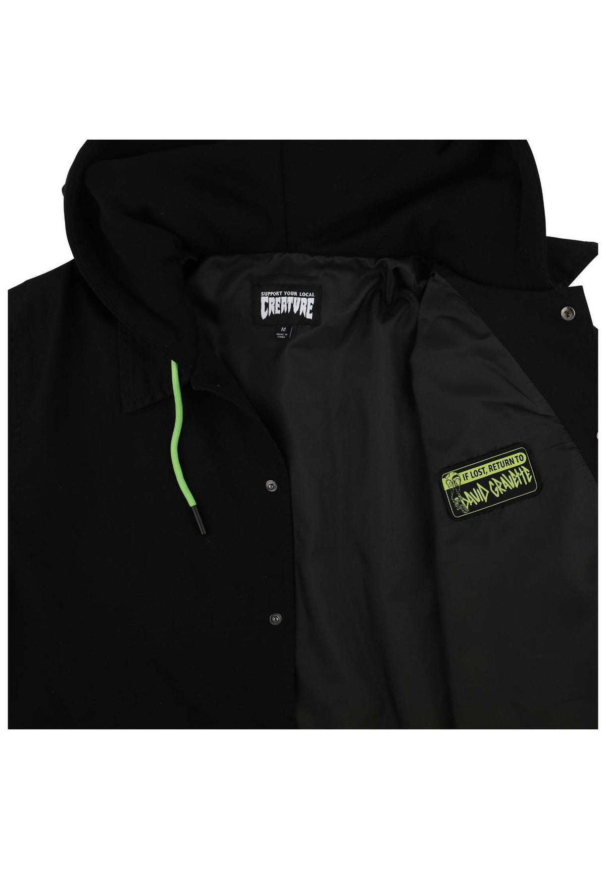 Creature Gravette Cut and Tie Hooded Windbreaker Übergangsjacke black – Detailansicht 1