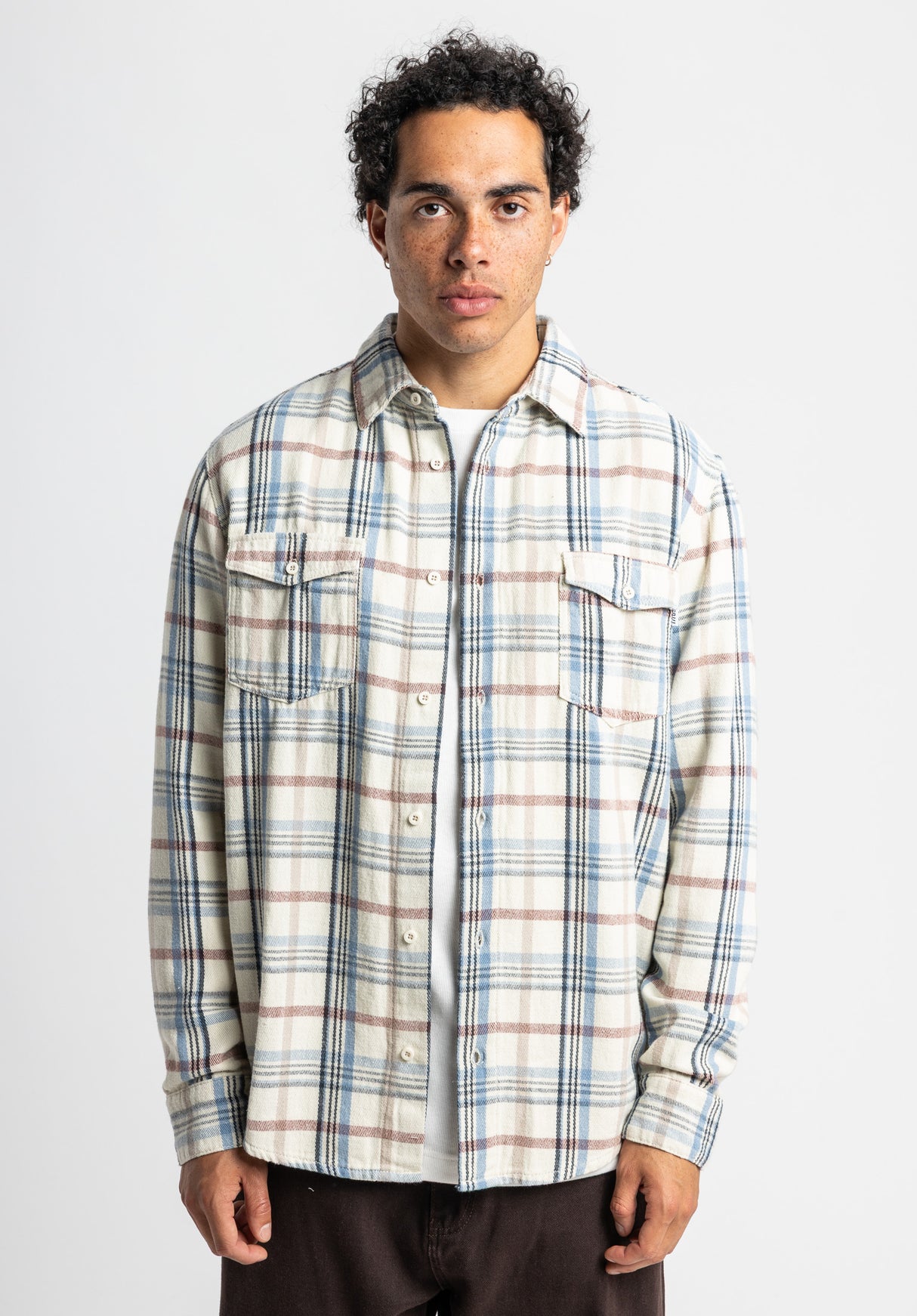 Roman beige-checked Rueckenansicht