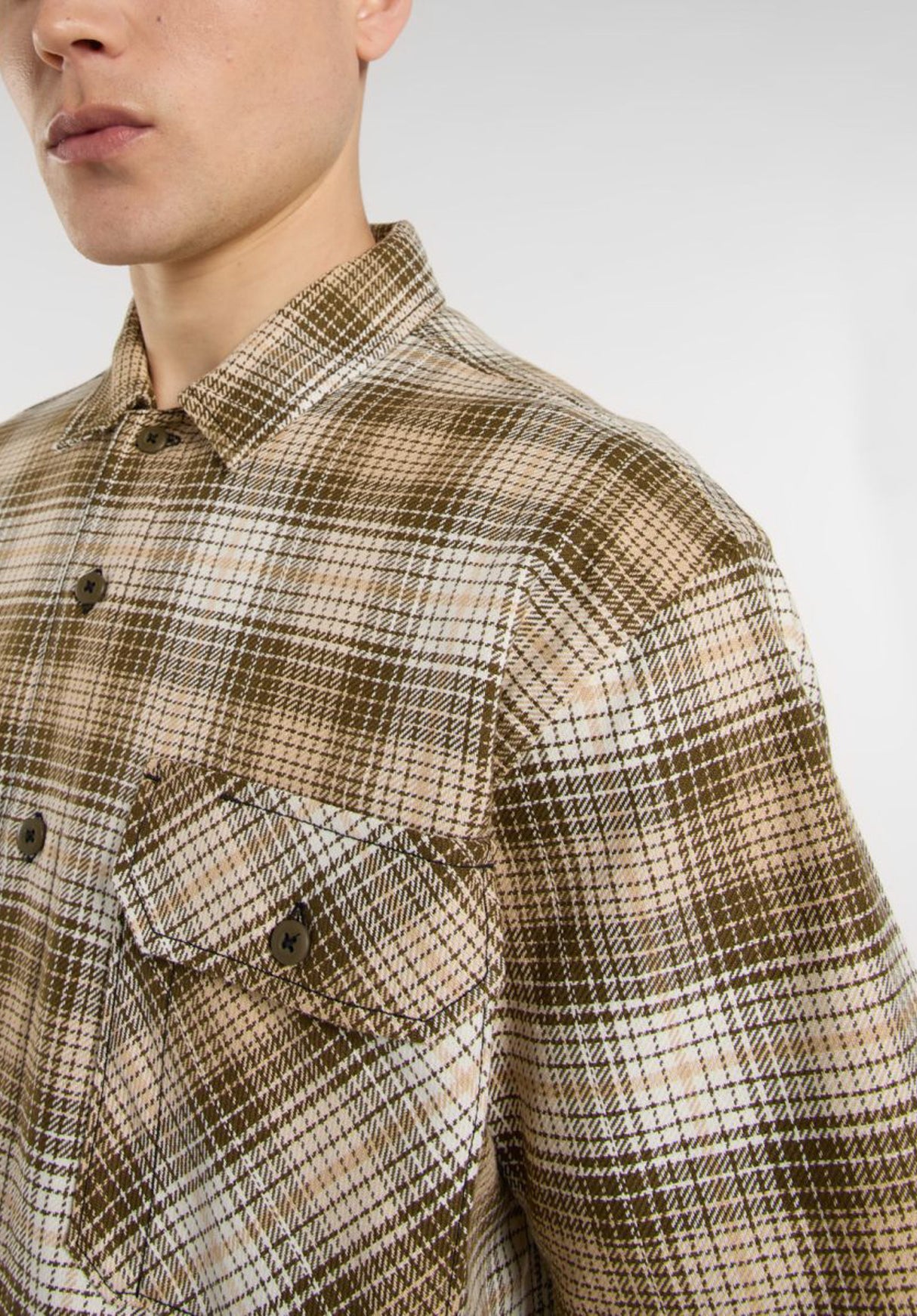 Mike Anderson Check darkolive Closeup1