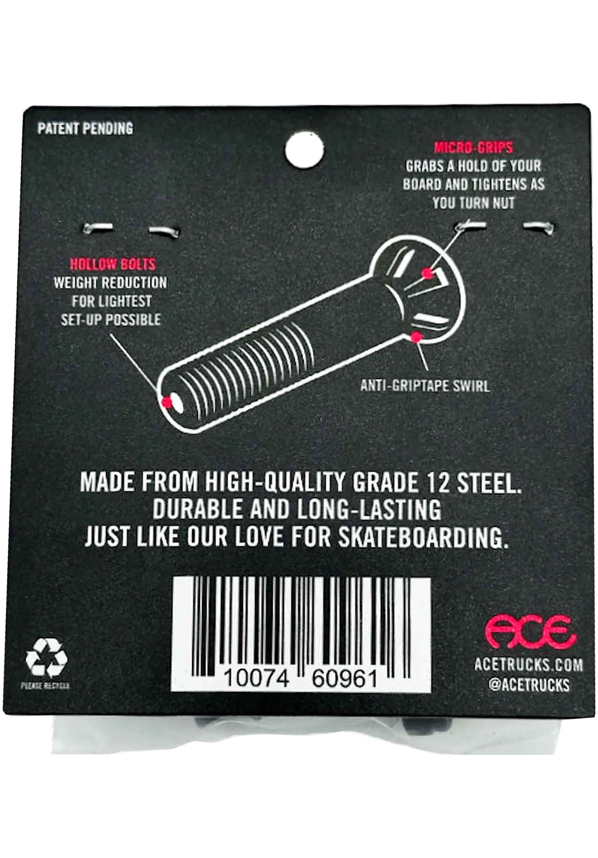 Allen 1 AF1 Hollow Bolts with Grippers black Rueckenansicht