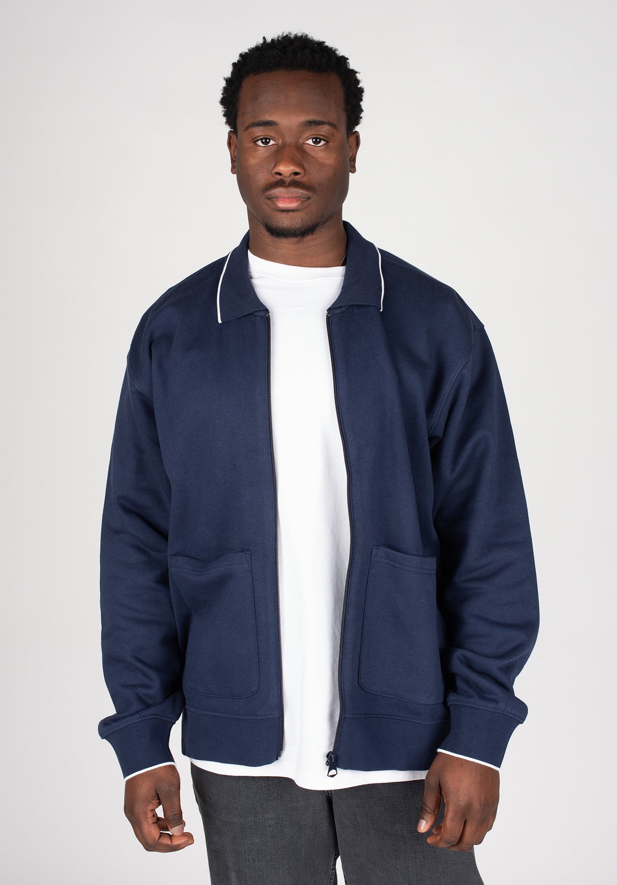 Fontana Zip Front Polo Sweatshirt academynavy Rückenansicht