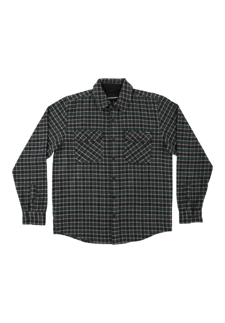 Independent Belmont Flannel Top Hemd-Langarm teal-black-grey – Vorderansicht