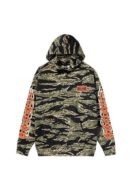 Loser-Machine Flamethrower Hoodie tiger-camo – Vorderansicht