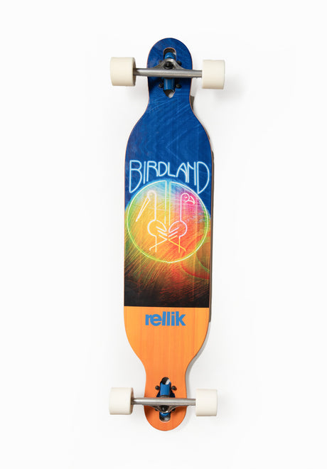 Rellik Birdland Longboard-komplett blue-orange – Vorderansicht