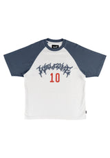 Dugout Boxy Raglan With Fabric Patch white-navy Vorderansicht
