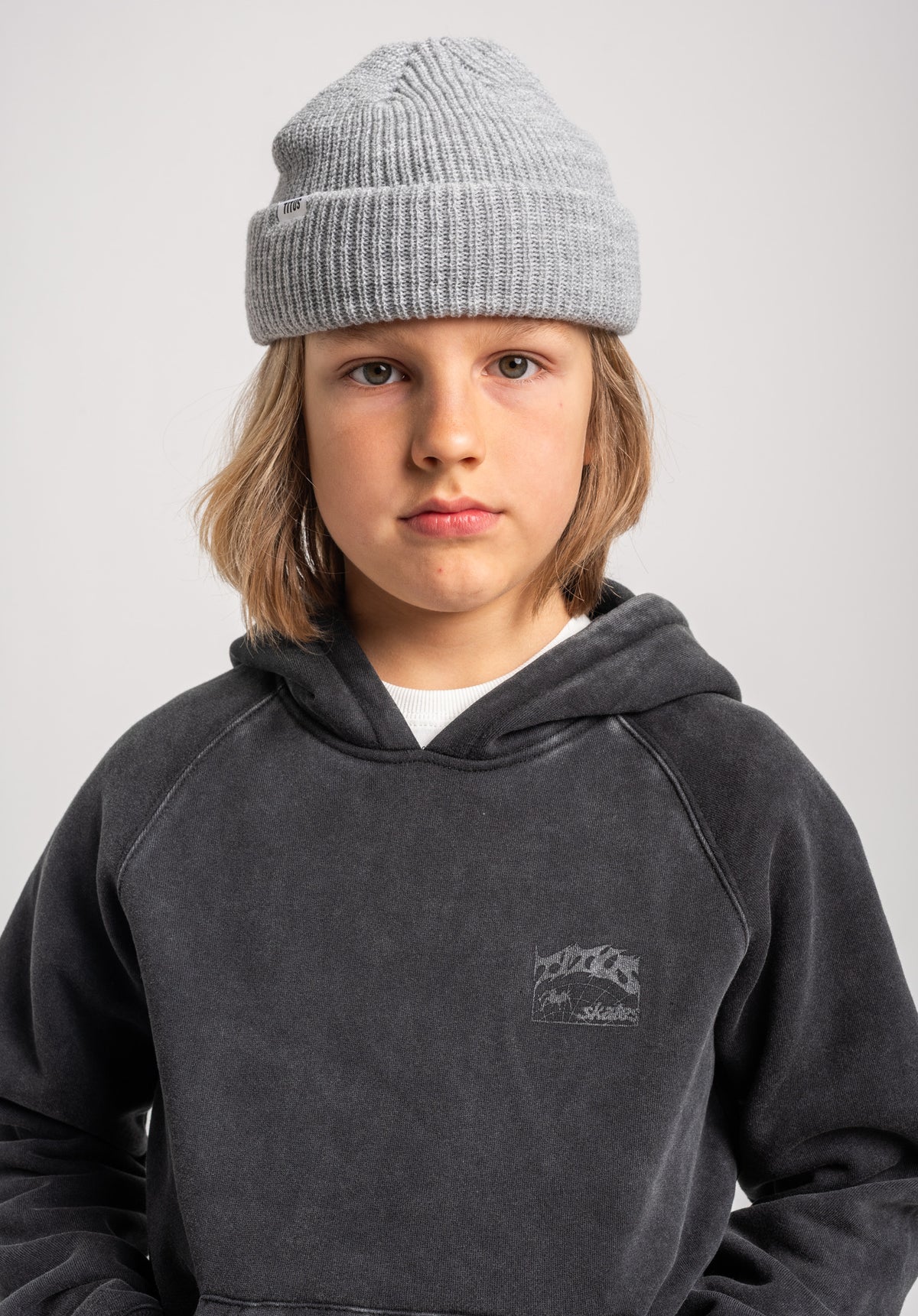 TITUS Heritage Clean Kids Hoodie blackfaded – Detailansicht 1