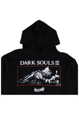 Welcome x Dark Souls Cinder Enzyme-washed Boxy Hoodie black – Rückenansicht