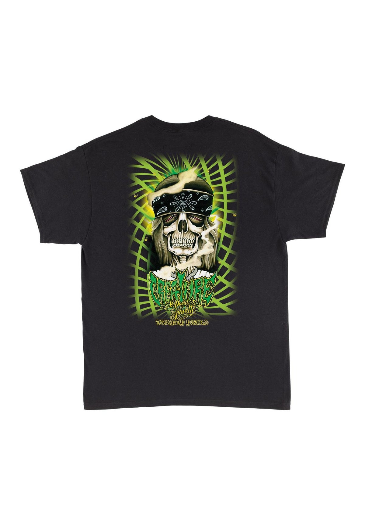 Creature Gravette Hippie Skull 20th Pocket Heavyweight T-Shirt black – Rückenansicht