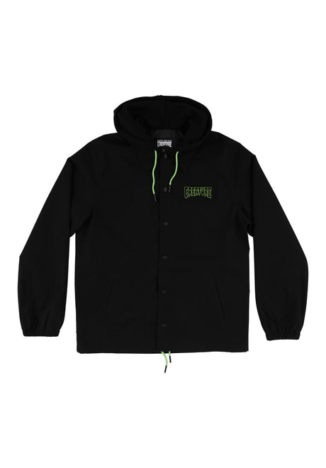 Creature Gravette Cut and Tie Hooded Windbreaker Übergangsjacke black – Vorderansicht