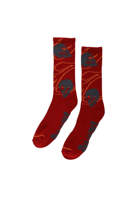 Creature Spiral Skull Crew Socken burgundy – Vorderansicht