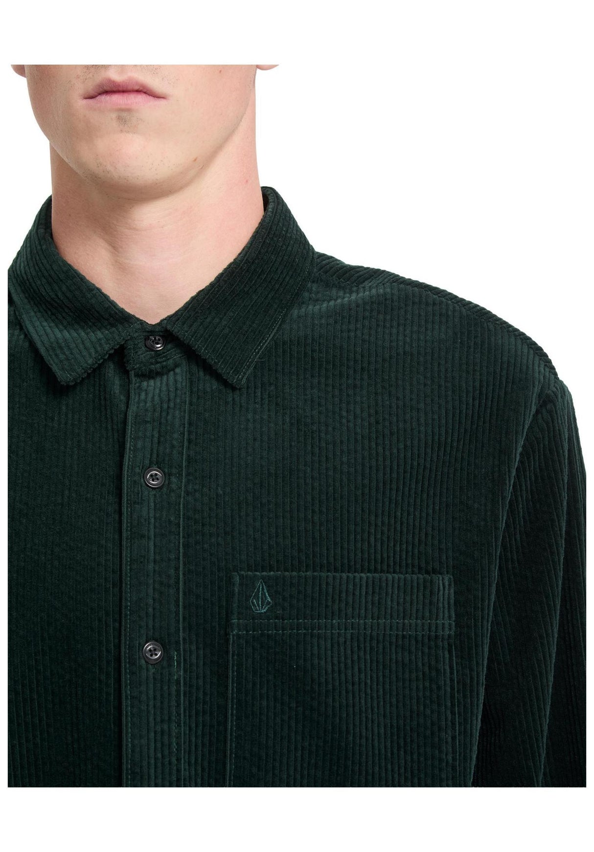 Volcom Fostered II Cord Hemd-Langarm scarab – Seitenansicht