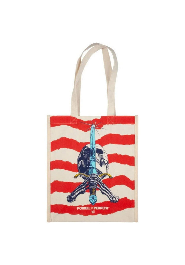 Shopping Bag Skull And Sword Canvas 12 x 14 white-red Vorderansicht