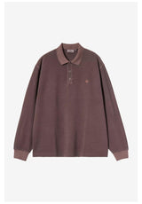 Carhartt WIP Waffle Rugby Shirt Polo-Shirt palisander garment dyed – Vorderansicht