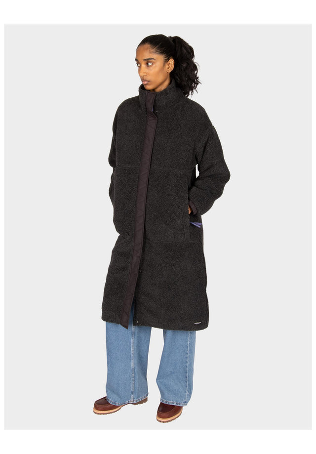 Fluffy Teddy Coat blackmelange Vorderansicht