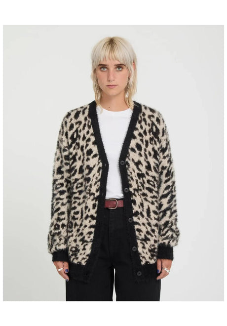 Volcom Tigardi Cardigan Strickpullover animalprint – Vorderansicht