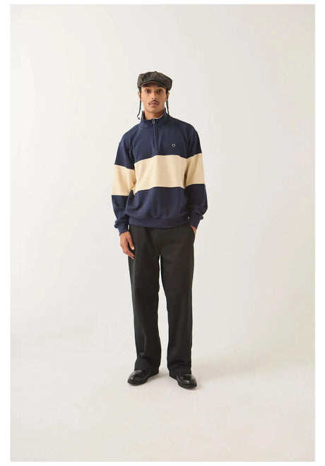 Brixton Danville Quarter Zip Fleece Sweatshirt navy-whitecap – Rückenansicht