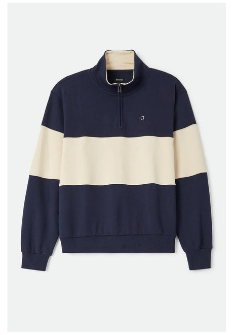 Brixton Danville Quarter Zip Fleece Sweatshirt navy-whitecap – Vorderansicht