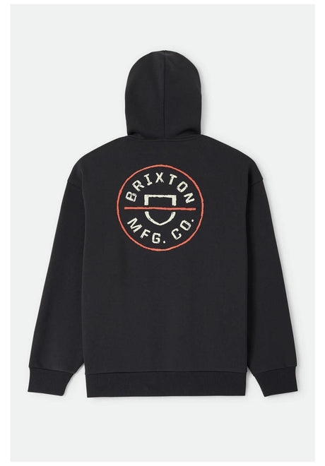 Brixton Crest II Hood Hoodie black – Rückenansicht