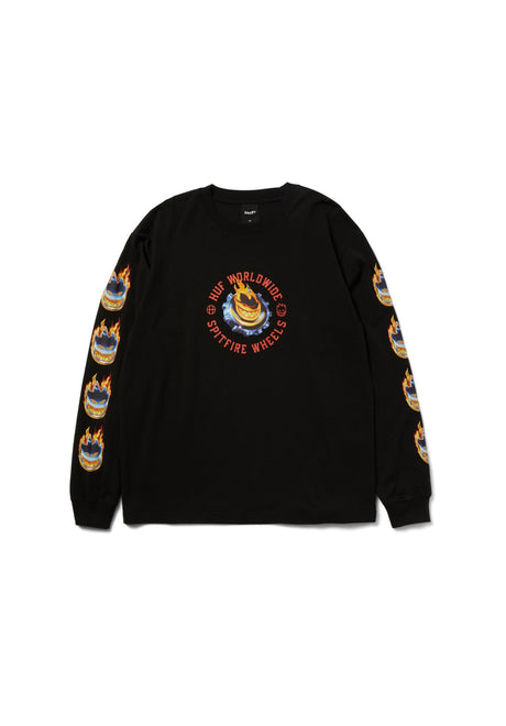 HUF x Spitfire Chrome Head Longsleeve black – Vorderansicht