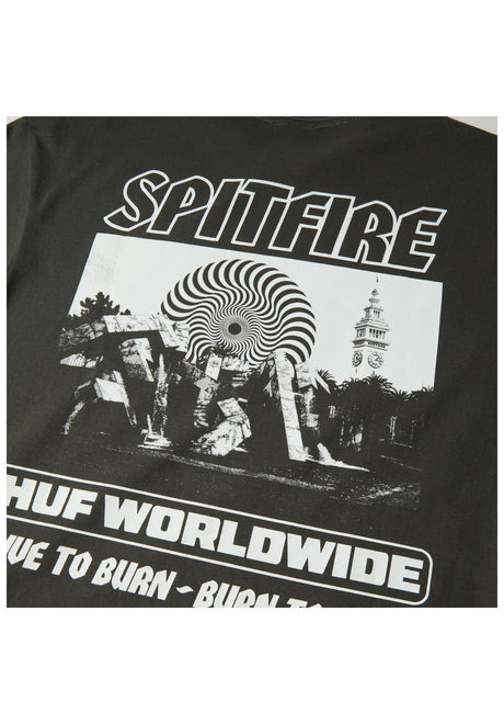 HUF x Spitfire Burn Heavyweight T-Shirt washedblack – Detailansicht 2