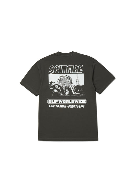 HUF x Spitfire Burn Heavyweight T-Shirt washedblack – Vorderansicht