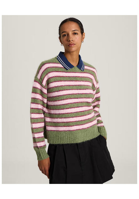 Vans Rollins Stripe Strickpullover greenbalsam-mysticmulberry – Vorderansicht