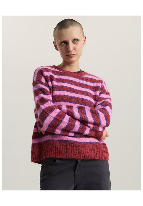 Vans Rollins Stripe Strickpullover poppyemberred-purplelicorice – Vorderansicht