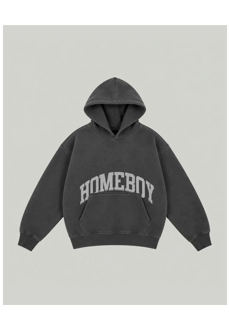 Homeboy Shy Logo Hood Hoodie grey-washed – Vorderansicht