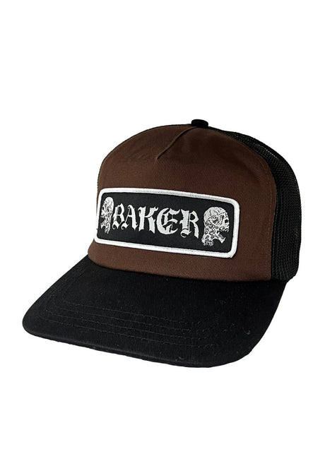 Baker Twin Skulls Trucker Cap brown-black – Vorderansicht