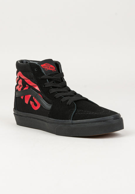 Vans Sk8-Hi Kids Schuh-Kids logo-black-red – Vorderansicht