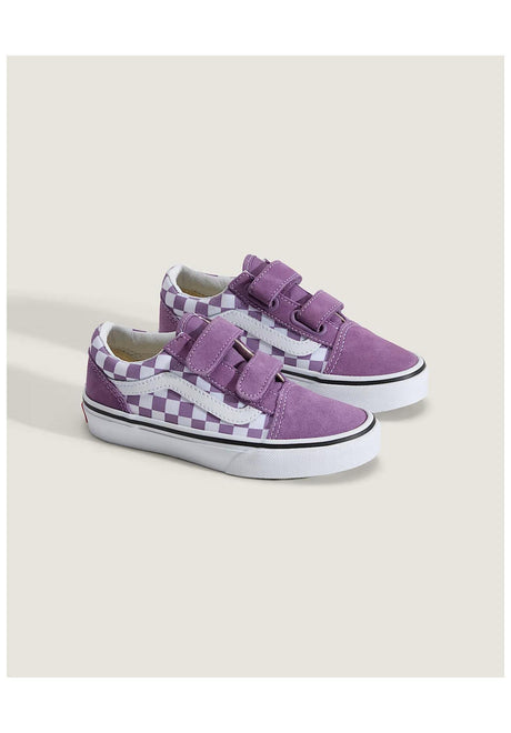 Vans Old Skool V Kids Schuh-Kids colortheory-checkerboard-prismpurple – Rückenansicht