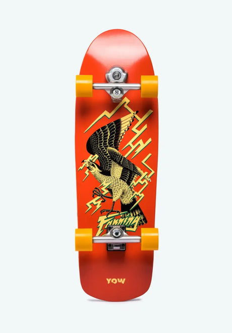 YOW Fanning Falcon Performer 33.5" Signature Series Cruiser-Komplett red-yellow – Vorderansicht