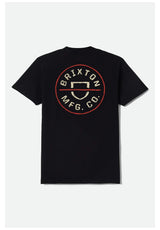 Brixton Crest II T-Shirt black-ivory-brickred – Vorderansicht