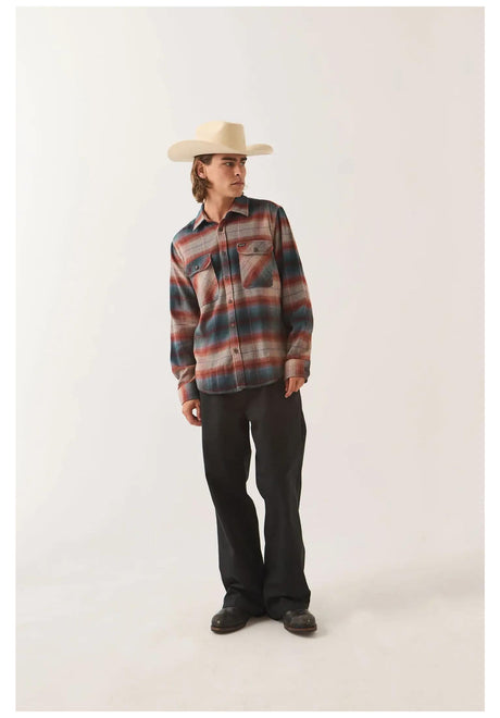 Brixton Bowery Flannel Hemd-Langarm multi-shadow – Rückenansicht