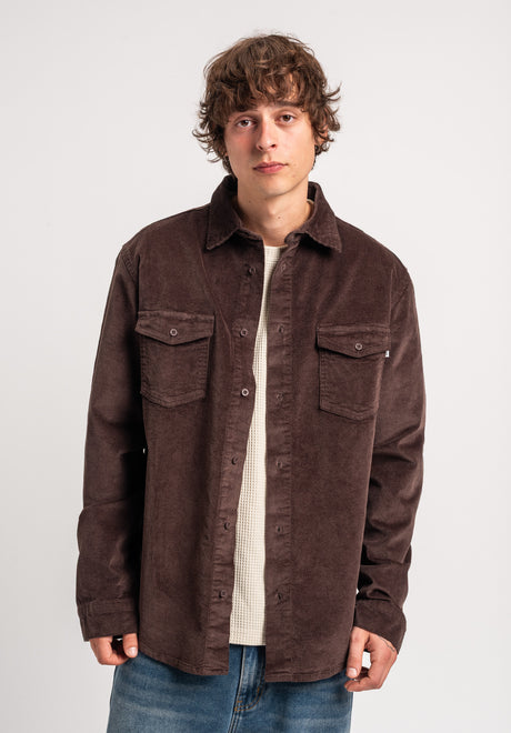 TITUS Roman Cord Hemd-Langarm darkbrown-cord – Rückenansicht