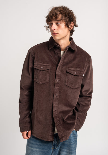 TITUS Roman Cord Hemd-Langarm darkbrown-cord – Vorderansicht
