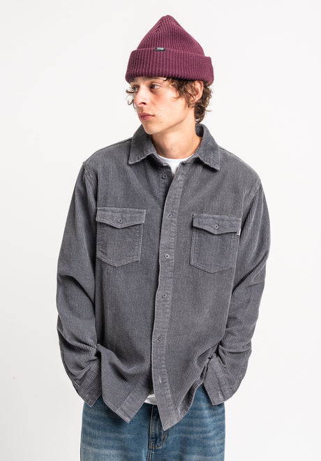 TITUS Roman Cord Hemd-Langarm greyblue-cord – Vorderansicht