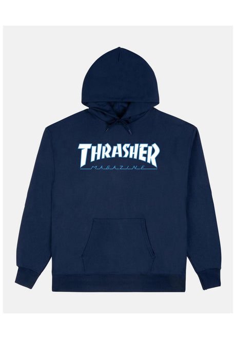 Thrasher Outlined Hoodie navyblue-white – Vorderansicht