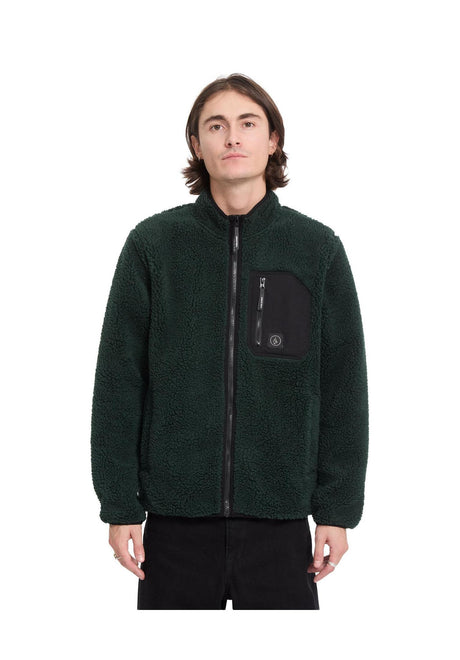 Volcom Muzzer Fuzzar Zip Übergangsjacke scarab – Vorderansicht