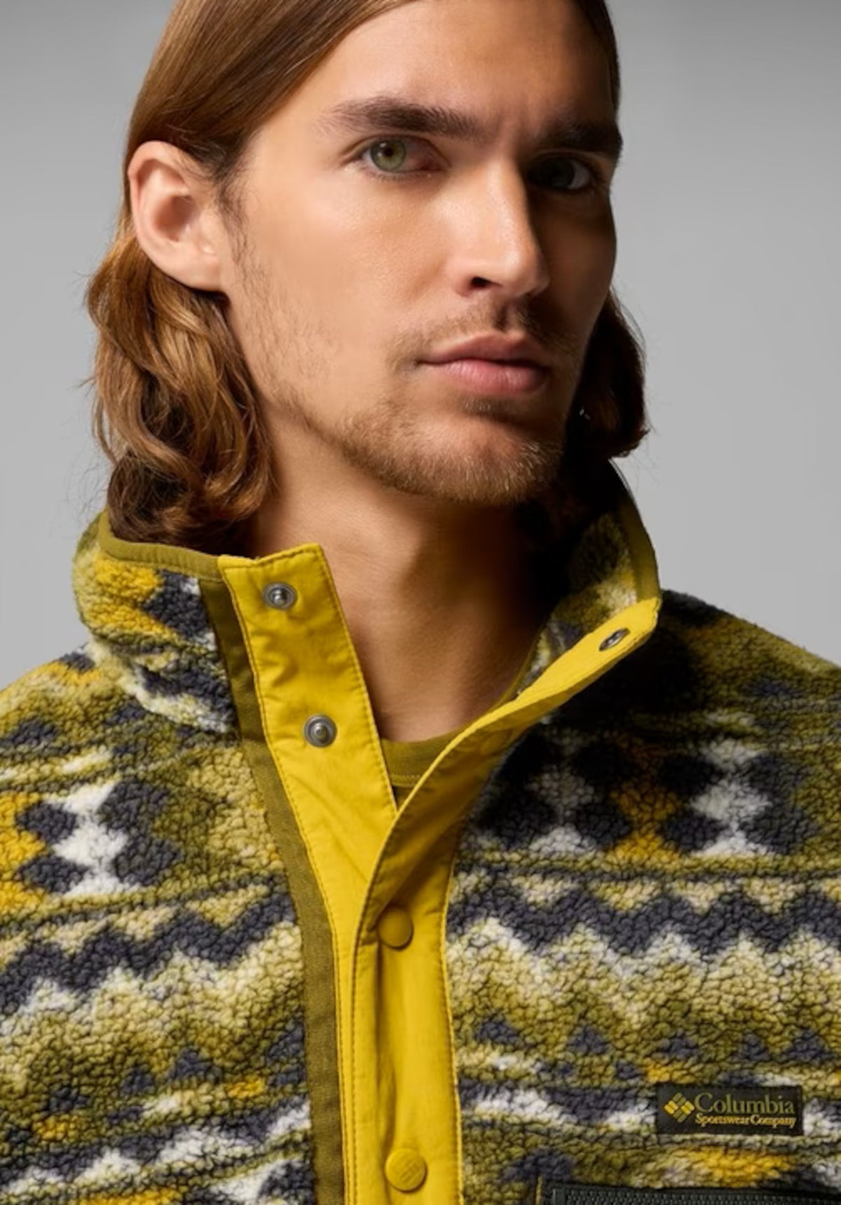 Columbia Helvetia II Printed Half Snap Fleece Übergangsjacke mossygreen-retrotree – Detailansicht 1