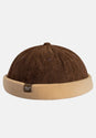 Docker Cap darkbrown-cord-beige-fleece Vorderansicht