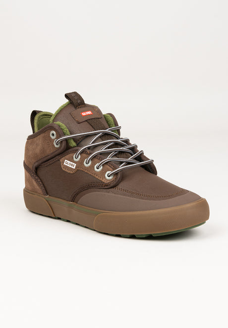 Globe Motley Mid Schuhe Jungs chestnut-olive-summit – Vorderansicht
