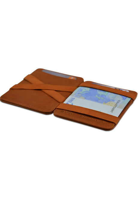Hunterson Magic Wallet RFID Portemonnaie cognac – Rückenansicht