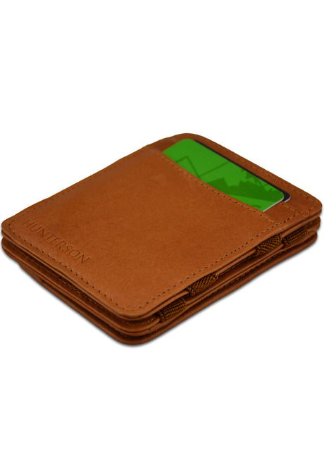 Hunterson Magic Coin Wallet RFID Portemonnaie cognac – Oberansicht