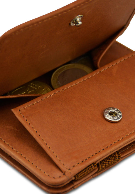 Hunterson Magic Coin Wallet RFID Portemonnaie cognac – Rückenansicht