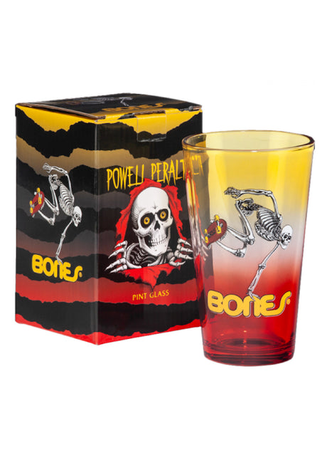 Powell-Peralta Skateboard Skeleton Pint Glass diverser Artikel yellow / red fade – Vorderansicht