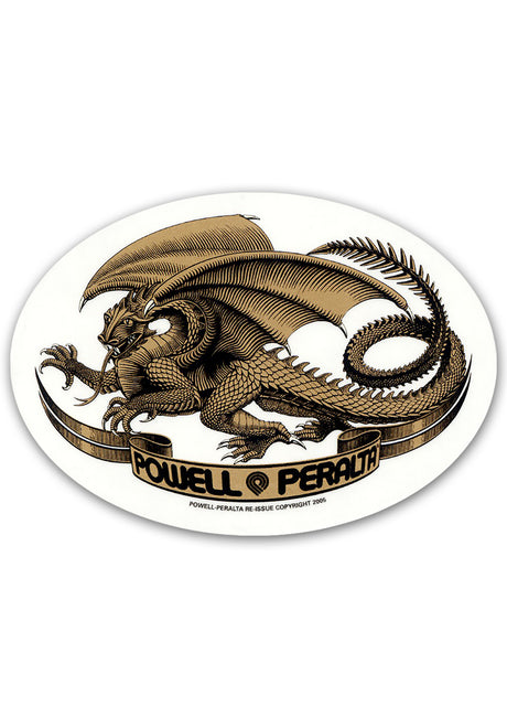Powell-Peralta Oval Dragon 5" Sticker diverser Artikel gold – Vorderansicht