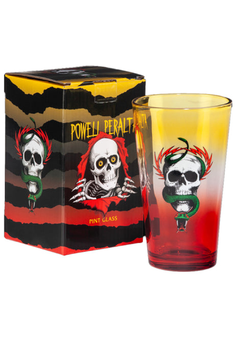 Powell-Peralta McGill Skull & Snake Pint Glass diverser Artikel yellow / red fade – Vorderansicht