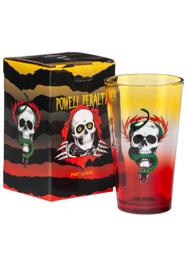McGill Skull & Snake Pint Glass yellow / red fade Vorderansicht
