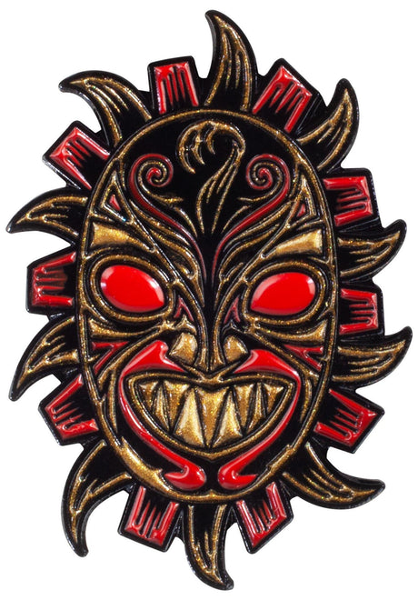 Nicky Guerrero Mask Lapel Pin red - metallic gold Vorderansicht